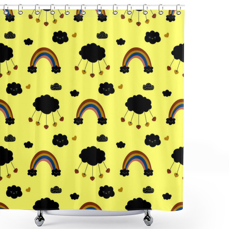 Personality  Rainbows  And Clouds Seamless Pattern, Nursery Background. Shower Curtains