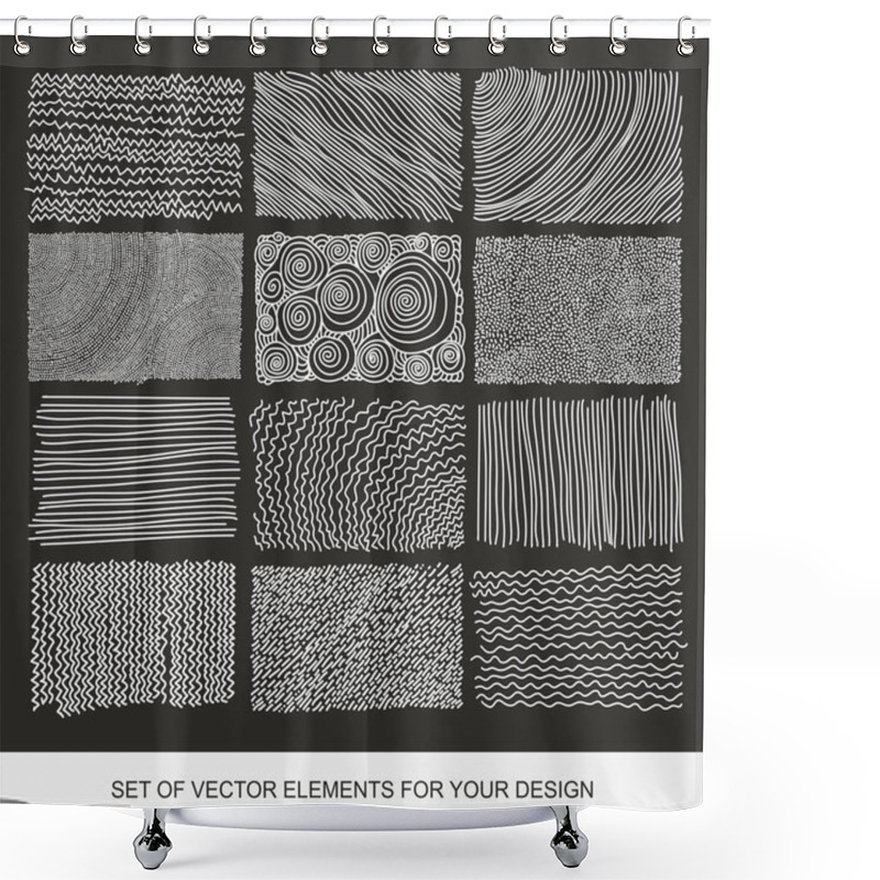 Personality  Collection Of Textures, Brushes, Graphics, Design Element. Hand- Shower Curtains