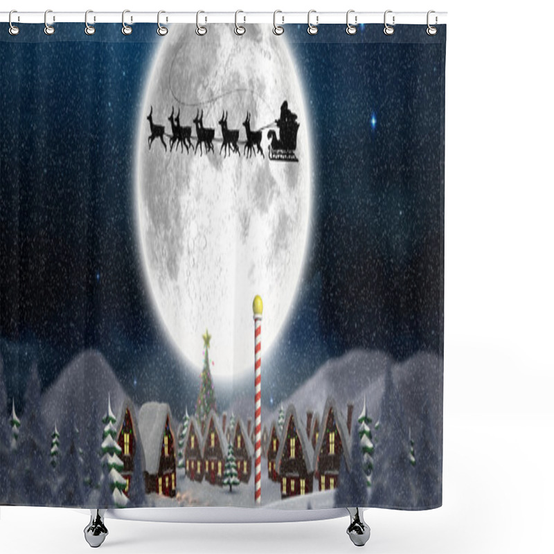 Personality  Santa Delivery Presents To Village Shower Curtains