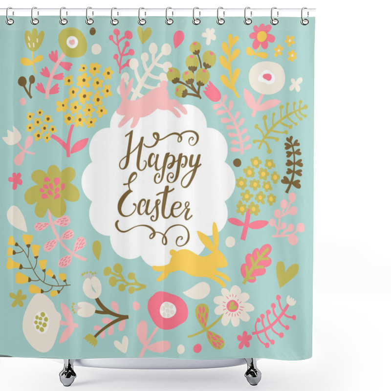 Personality  Happy Easter Cartoon Card Shower Curtains