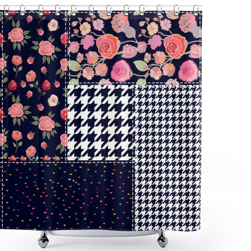 Personality  Retro Patchwork Design. Shower Curtains