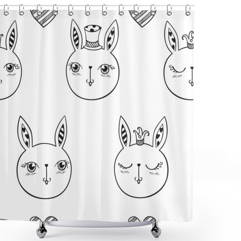 Personality   Cute Rabbits, Stars  Shower Curtains