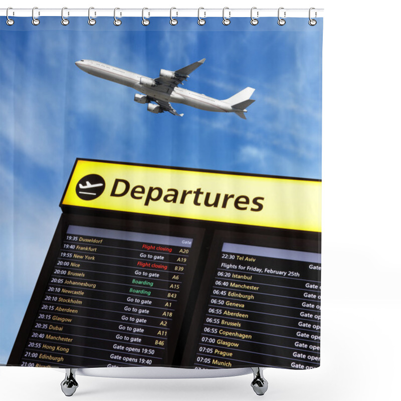 Personality  Airport Flight Information And Airplane Departing Shower Curtains