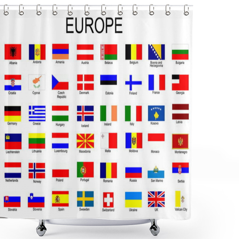 Personality  List Of All European Country Flags Shower Curtains