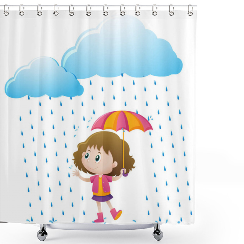 Personality  Little Girl Standing In The Rain Shower Curtains