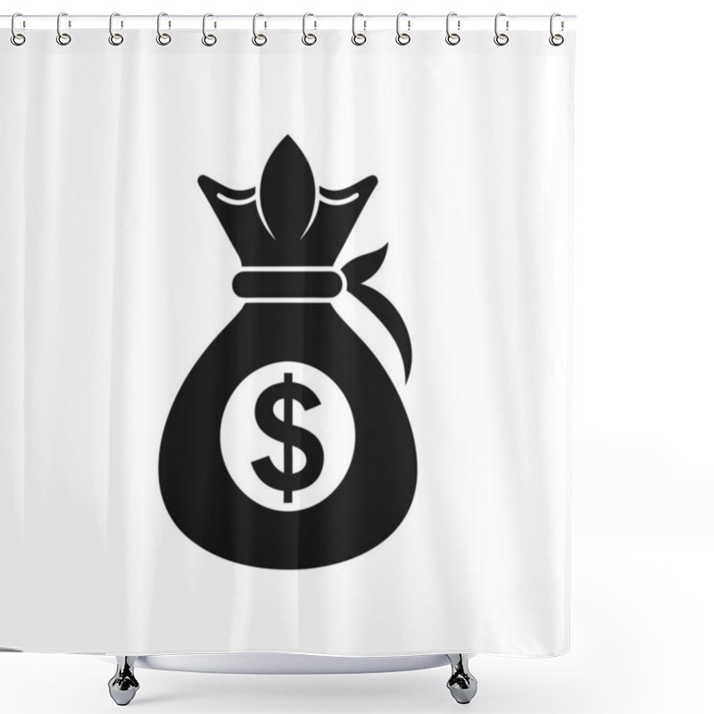 Personality  Money Bag With Dollar Sign. Sack Dollar Black Silhouette Shower Curtains