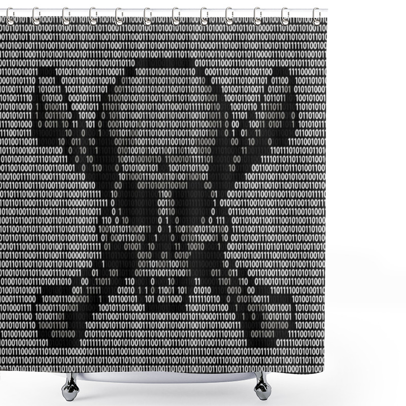 Personality  Binary Code Skull And Crossbones Shower Curtains