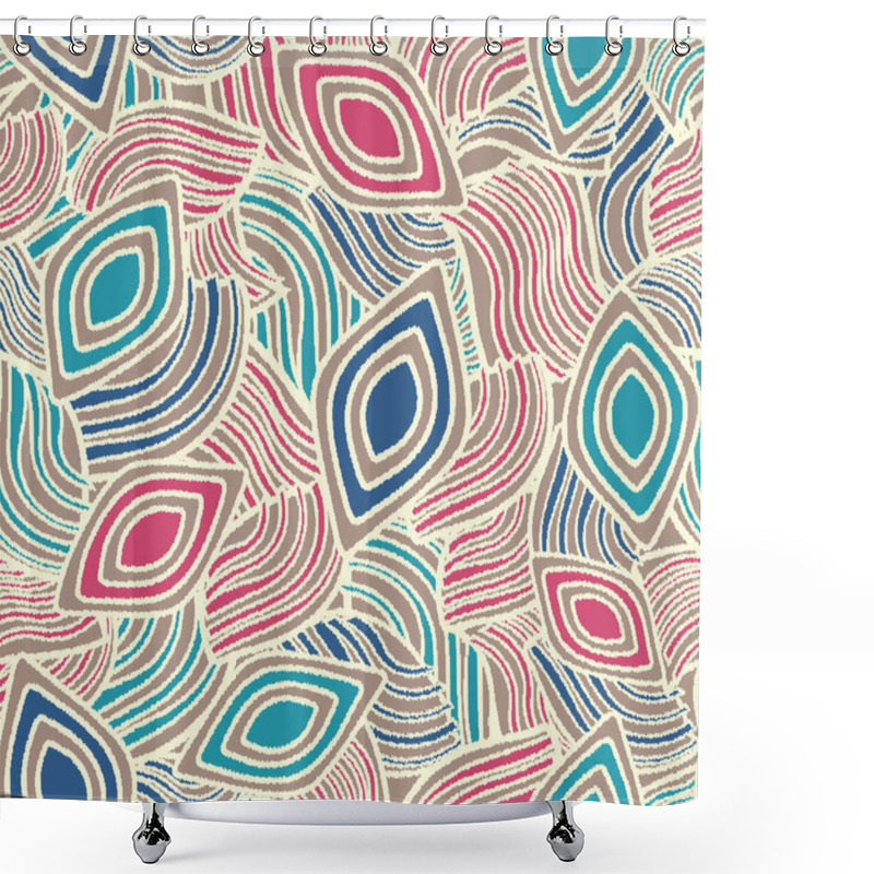 Personality  Seamless Abstract Pattern With The Image Of Geometric Shapes And Messy Lines Shower Curtains