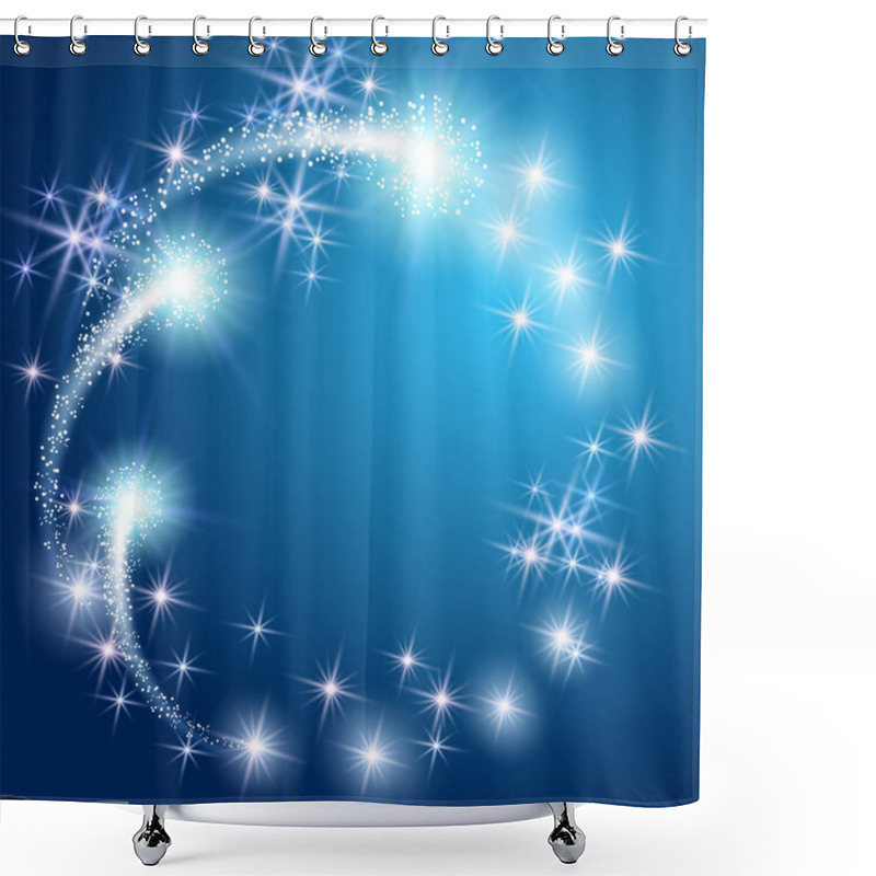 Personality  Glowing Blue Background With Stars Shower Curtains