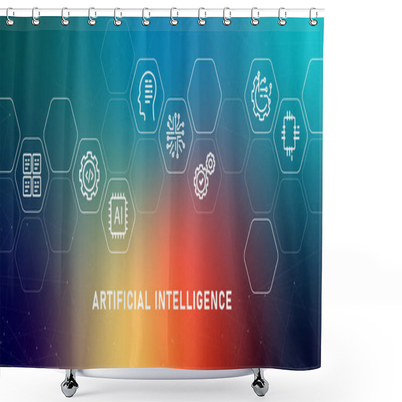 Personality  AI Artificial Intelligence Gradient Header Concept Machine Intelligence Cognitive Computing Automated Reasoning Design Vector Shower Curtains