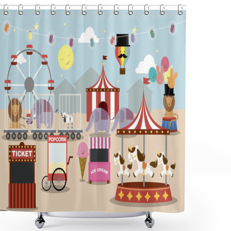 Personality  Fun Fair Park Shower Curtains