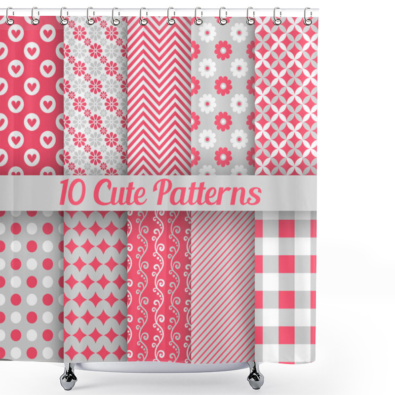 Personality  Cute Different Seamless Patterns. Vector Illustration Shower Curtains