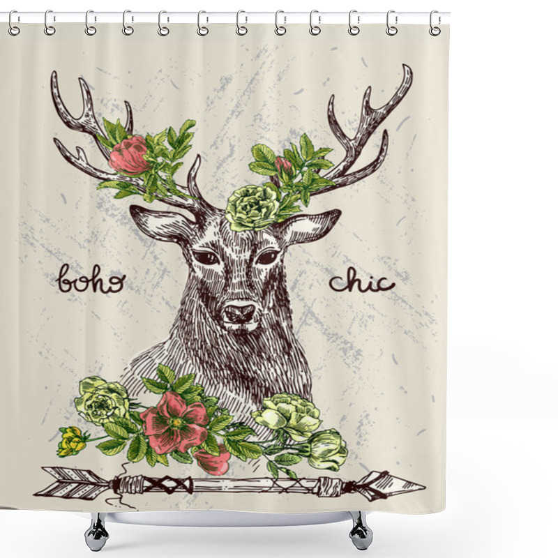 Personality  Hand Drawn Deer Shower Curtains