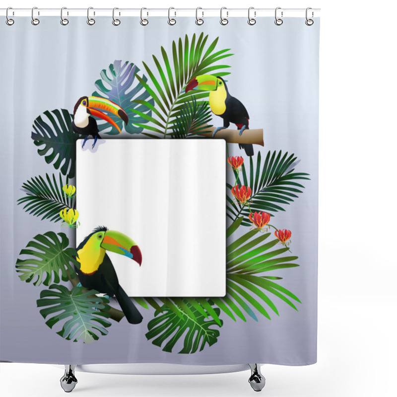 Personality  Tropical Border Design. Vector Illustration. Shower Curtains