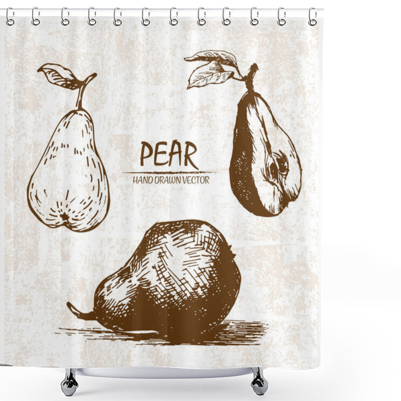 Personality  Digital Vector Detailed Pear Hand Drawn Shower Curtains