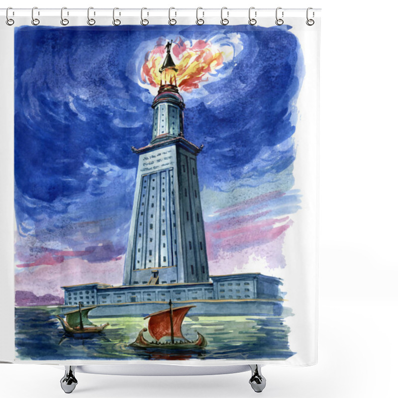 Personality  Lighthouse Of Alexandria Shower Curtains