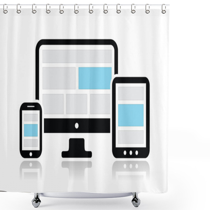 Personality  Responsive Design For Web- Computer Screen, Smartphone, Tablet Icons Set Shower Curtains