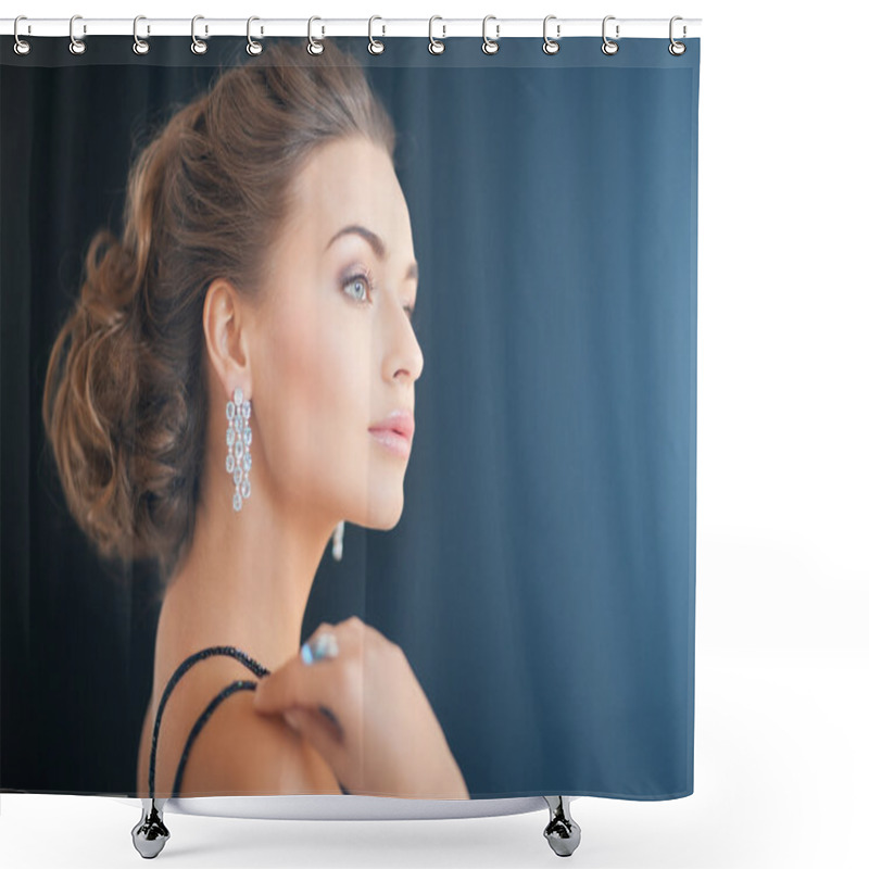 Personality  Woman With Diamond Earrings Shower Curtains