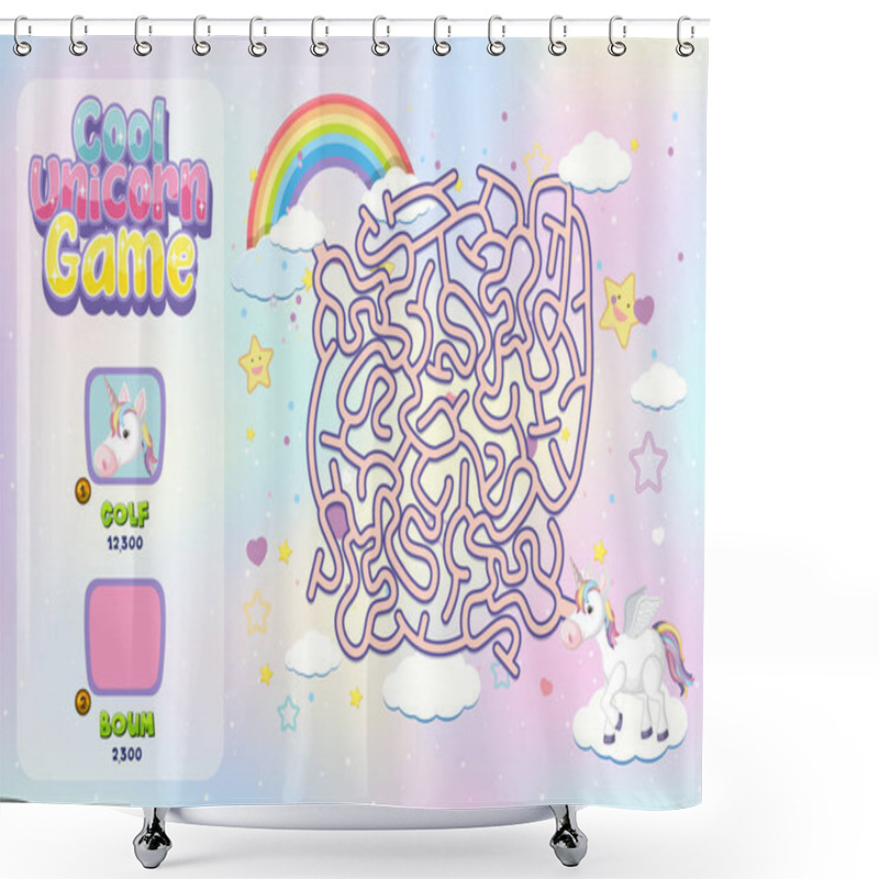 Personality  Unicorn Maze Game Template Illustration Shower Curtains