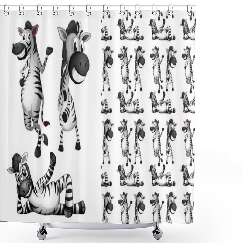 Personality  Seamless And Isolated Animal Pattern Cartoon Shower Curtains