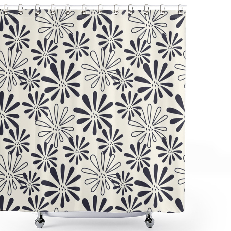 Personality  Monochrome. Seamless Background. Simple Flat Floral Motif . Suitable For Fabrics, Wallpapers, Album Covers, Phone Cases And Other Surfaces. Shower Curtains