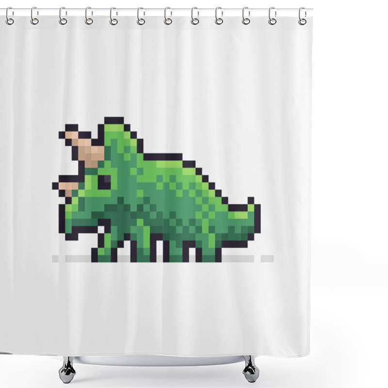 Personality  Pixel Art Triceratops Shower Curtains