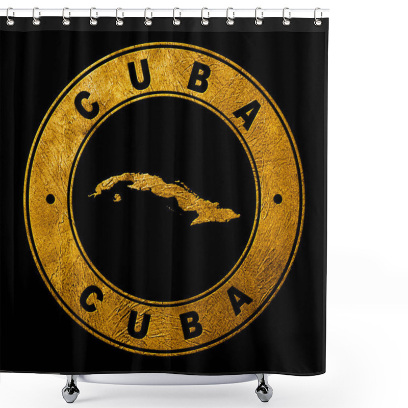 Personality  Gold Emblem Of Cuba, Background Map Shower Curtains