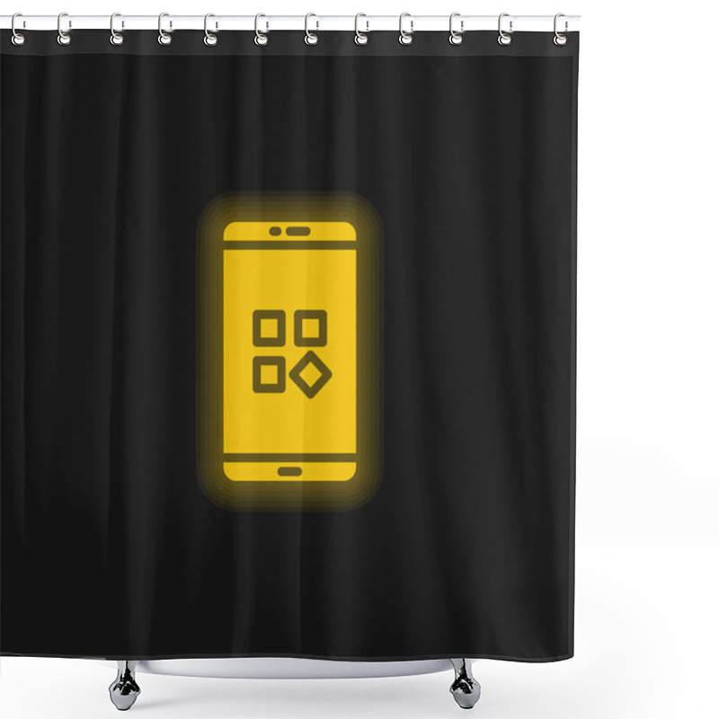 Personality  Applications Yellow Glowing Neon Icon Shower Curtains