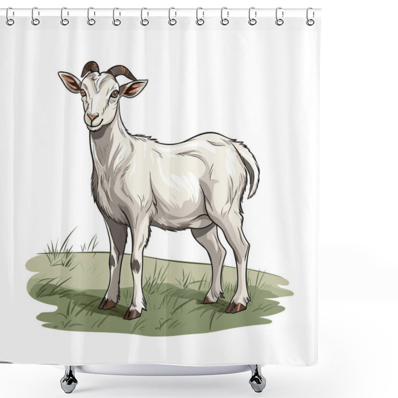 Personality  Goat. Goat Hand-drawn Illustration. Vector Doodle Style Cartoon Illustration Shower Curtains