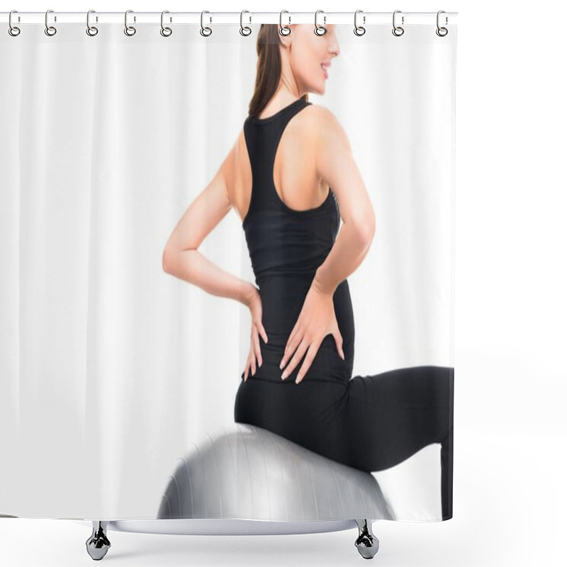 Personality  Pregnant Woman Exercising On Fitness Ball Shower Curtains