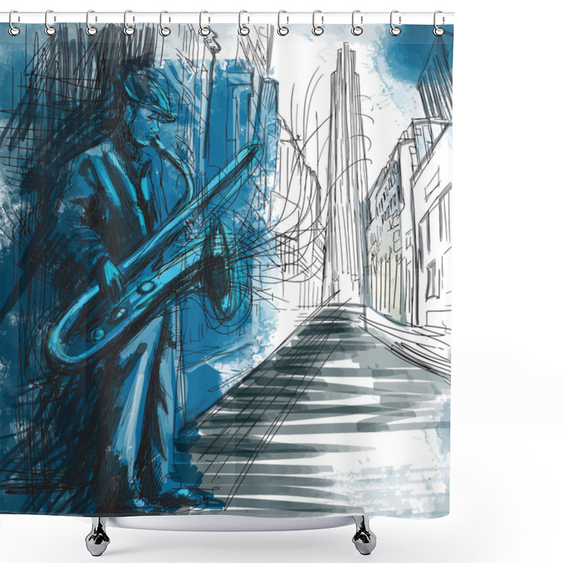 Personality  Saxophonist Shower Curtains