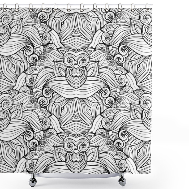 Personality  Seamless Monochrome Ornate Pattern Shower Curtains