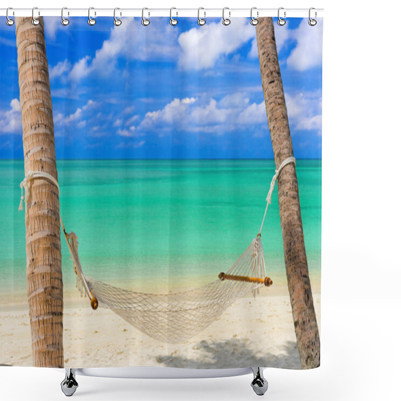 Personality  Hammock On A Tropical Beach Shower Curtains