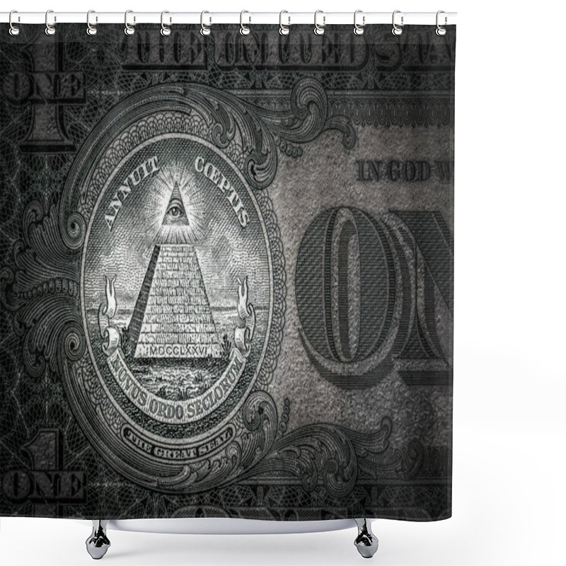 Personality  All-seeing Eye On The One Dollar. New World Order. Elite Characters. 1 Dollar. Shower Curtains