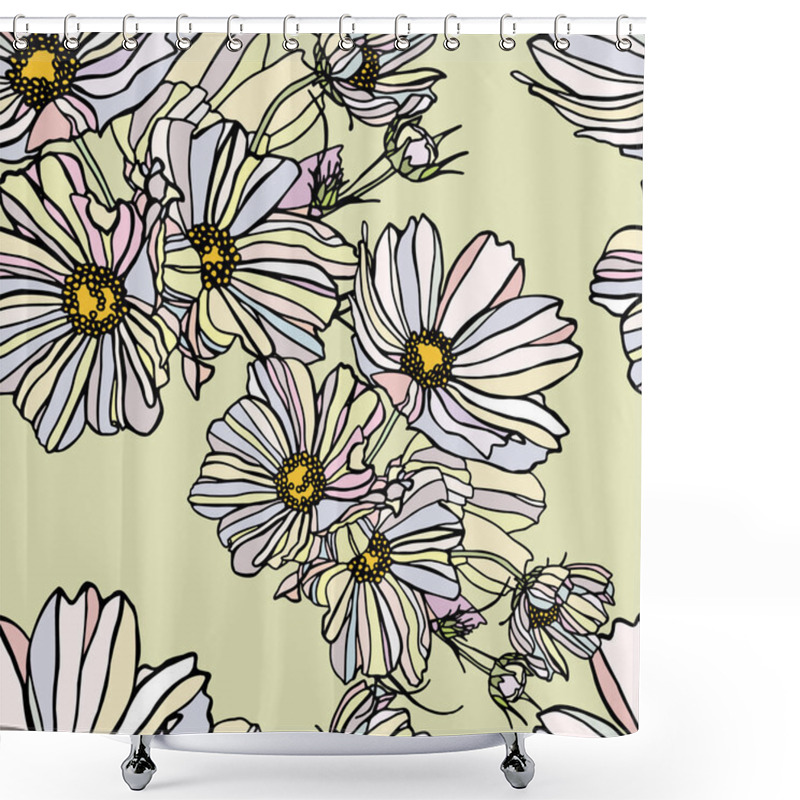 Personality  Elegance Seamless Pattern With Flowers Shower Curtains