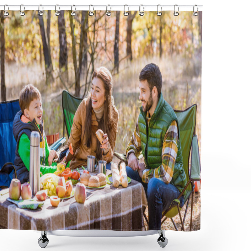 Personality  Happy Family On Picnic Shower Curtains