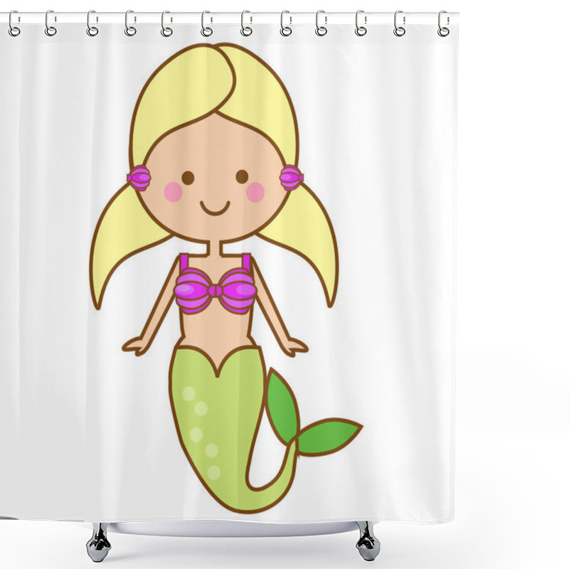 Personality  Cute Kawaii Mermaid Character In Cartoon Style. Vector Illustration Shower Curtains