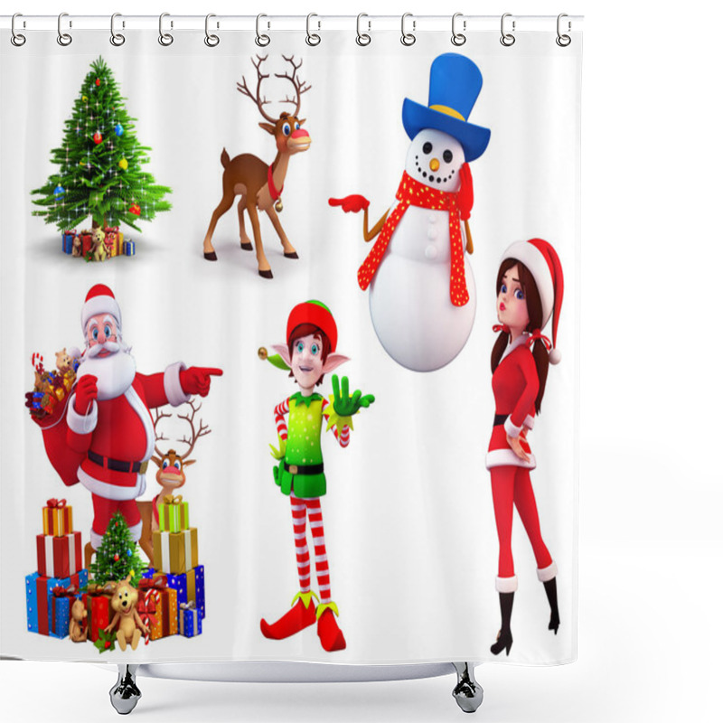 Personality  Illustration Of Christmas Characters Shower Curtains