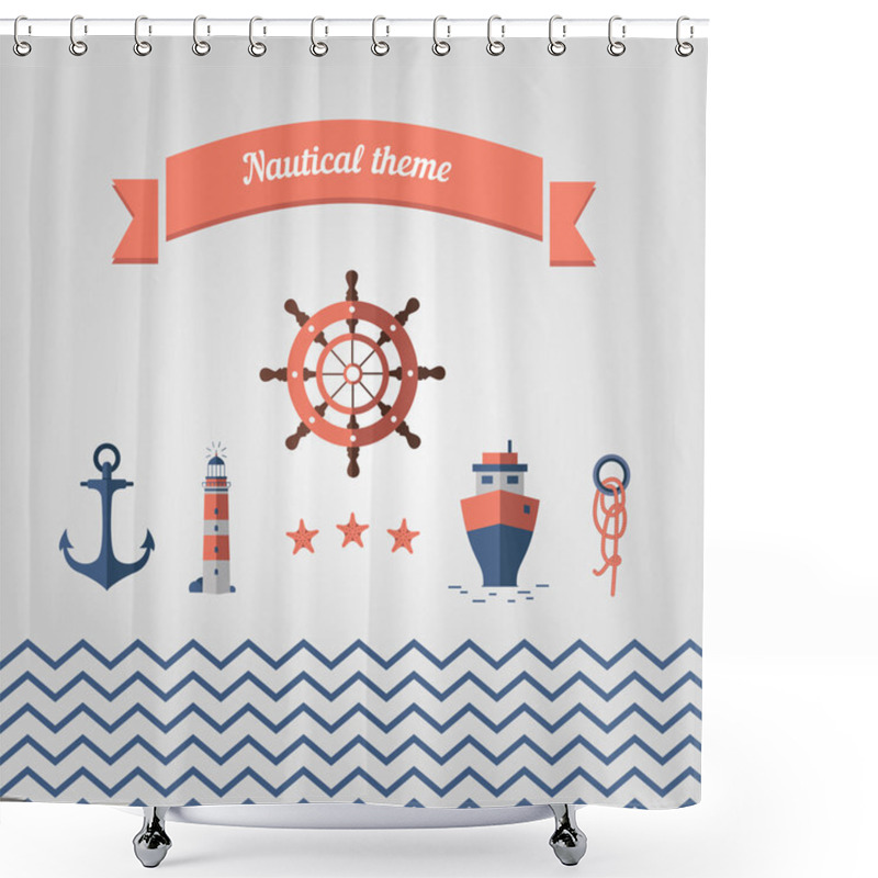 Personality  Set Of Sea Icons. Shower Curtains