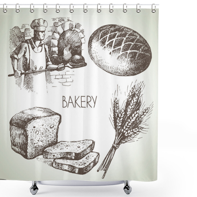 Personality  Bakery Sketch Icon Set. Shower Curtains