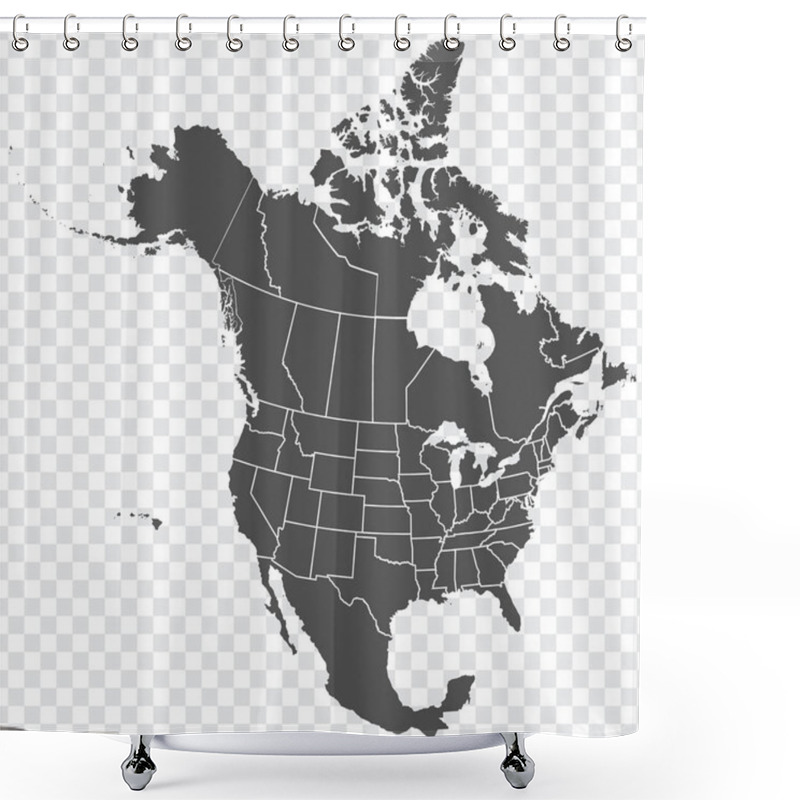 Personality  Map Of North America. Detailed Map Of North America With States Of The USA And Provinces Of Canada. Template. Stock Vector. EPS10. Shower Curtains