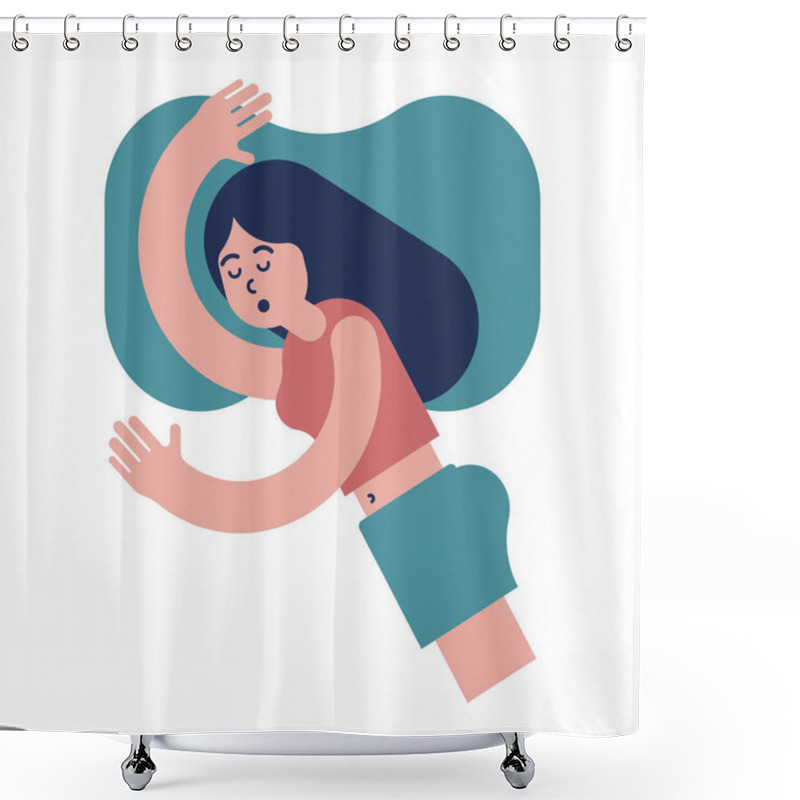 Personality  International Sleep Day With A Sleeping Female Character Illustration Shower Curtains