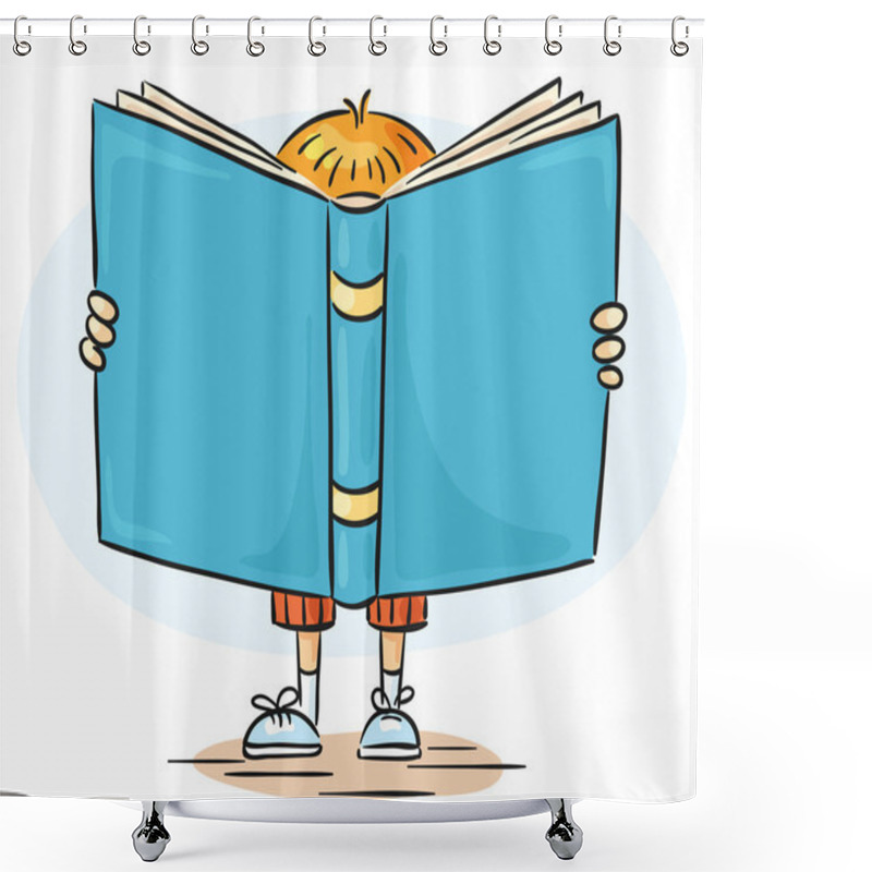 Personality  Little Boy Is A Reading Big Book Shower Curtains