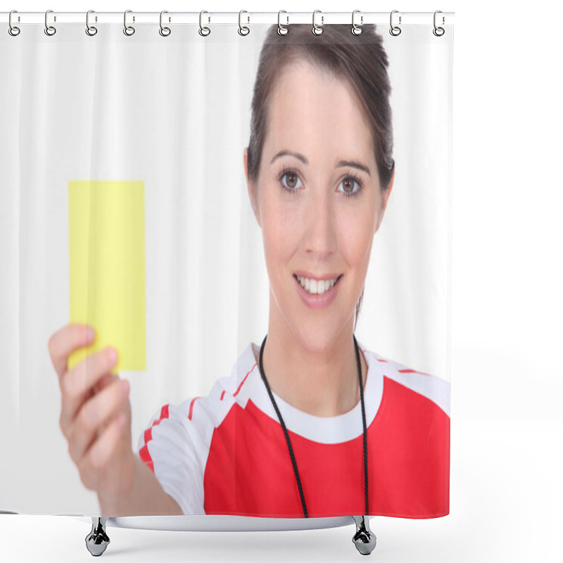 Personality  Referee Holding Up A Yellow Card Shower Curtains