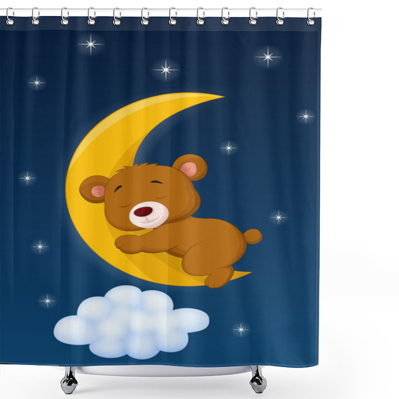 Personality  Baby Bear Sleeping On The Moon Shower Curtains