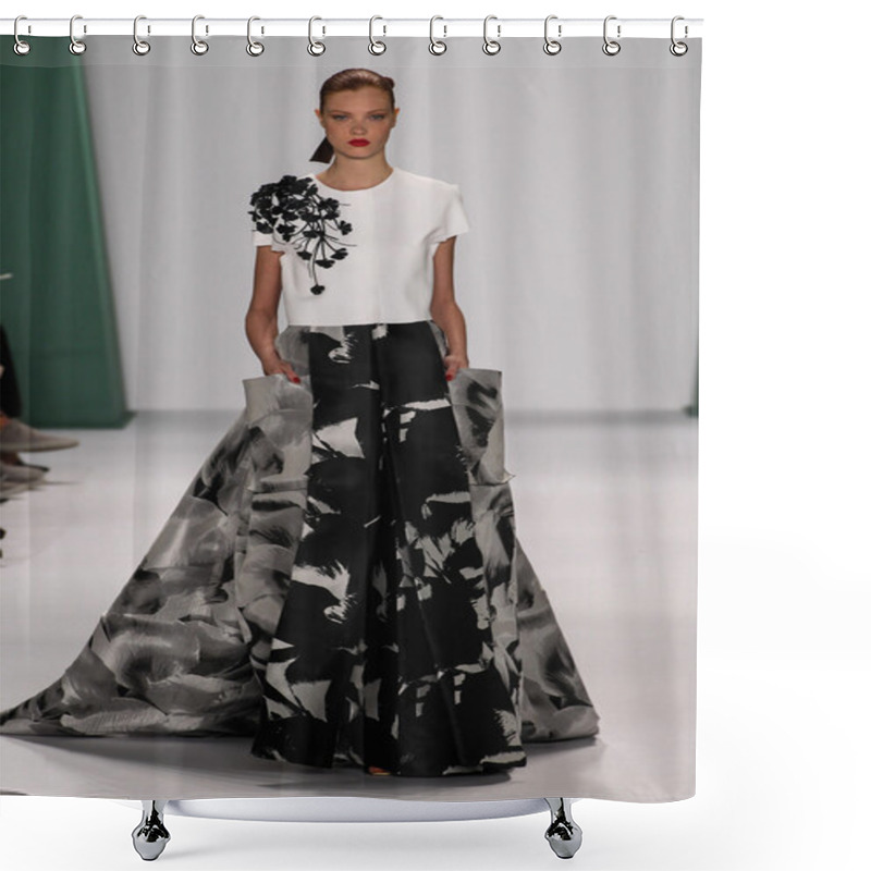 Personality  Model Anastasia Ivanova Walk The Runway At The Carolina Herrera Fashion Show Shower Curtains