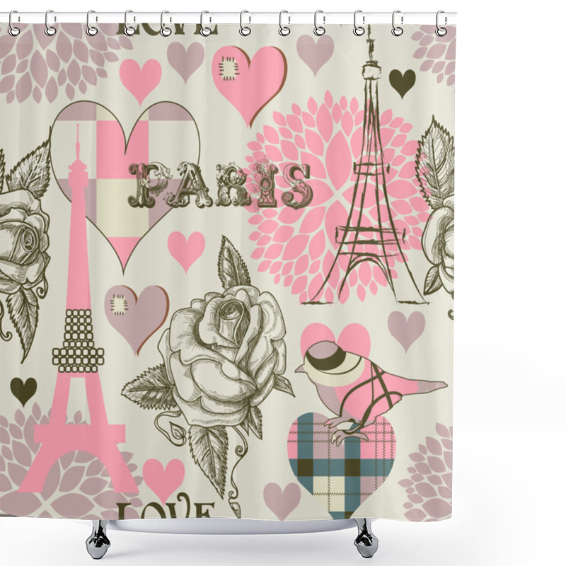 Personality  Paris Seamless Pattern Shower Curtains