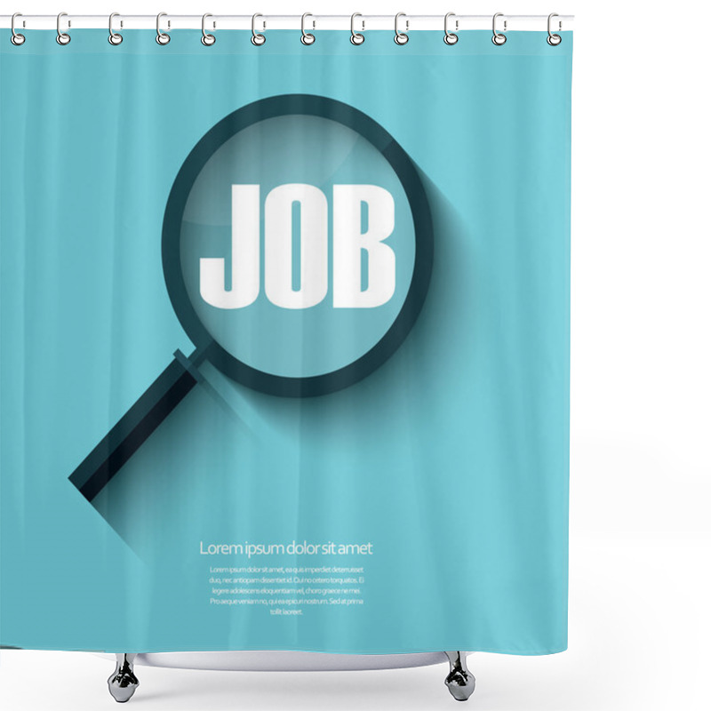 Personality  Search For Job Symbol With Magnifying Glass In Modern Flat Design. Shower Curtains