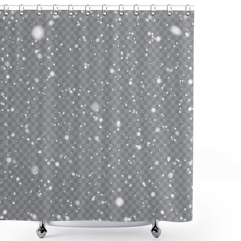 Personality  Xmas And New Year Pattern With Falling Snowflakes On Transparent Background. Vector Illustration Shower Curtains