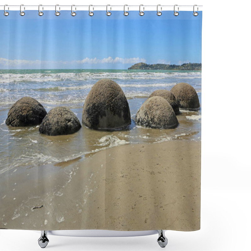 Personality  Moeraki Boulders -   Koekohe Beach, New Zealand Shower Curtains